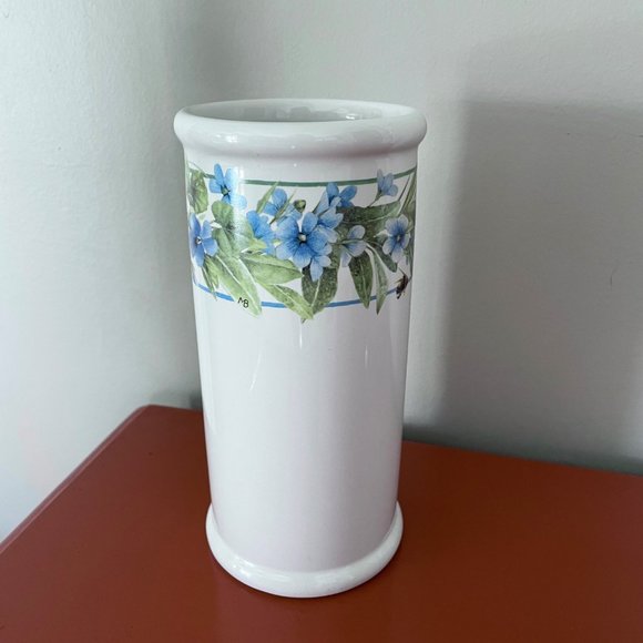 Marjolein Bastin Hallmark Nature's Sketchbook Ceramic Vase Blue Floral and Bee - Picture 2 of 6